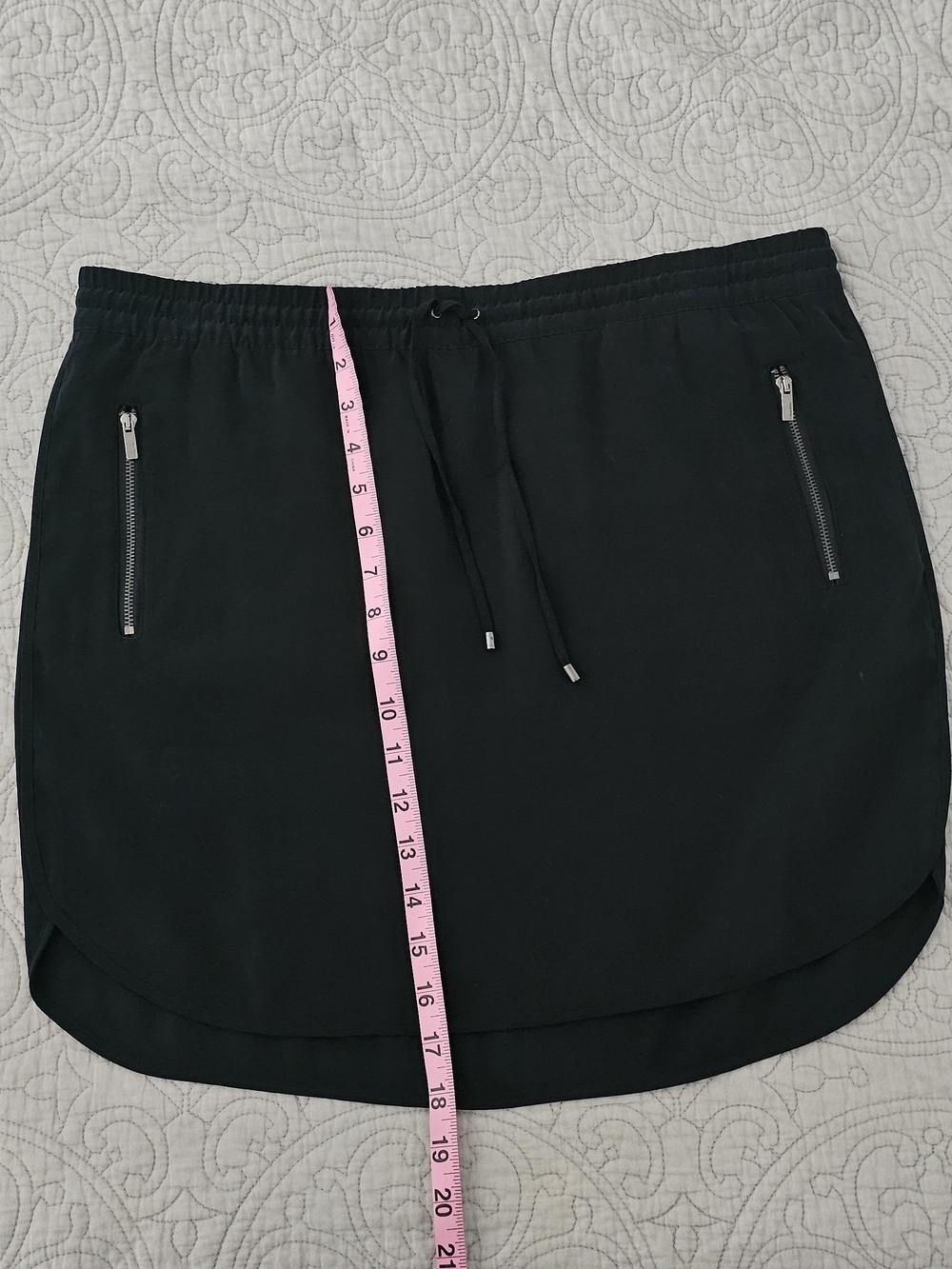 Calvin Klein Black High-Low Drawstring Skirt with Zip Details